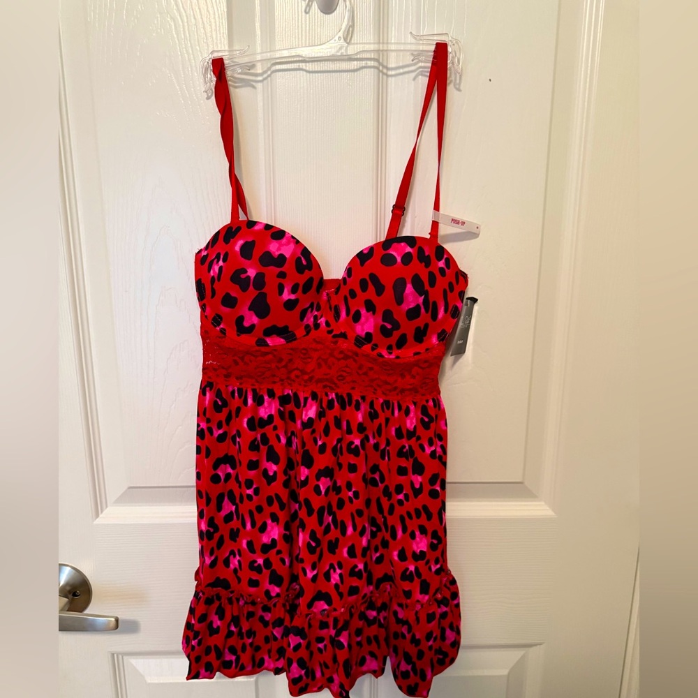 Red and Pink Leopard Print Lingerie